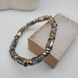 Metallic Grey crystal beaded spacer‎ bracelet